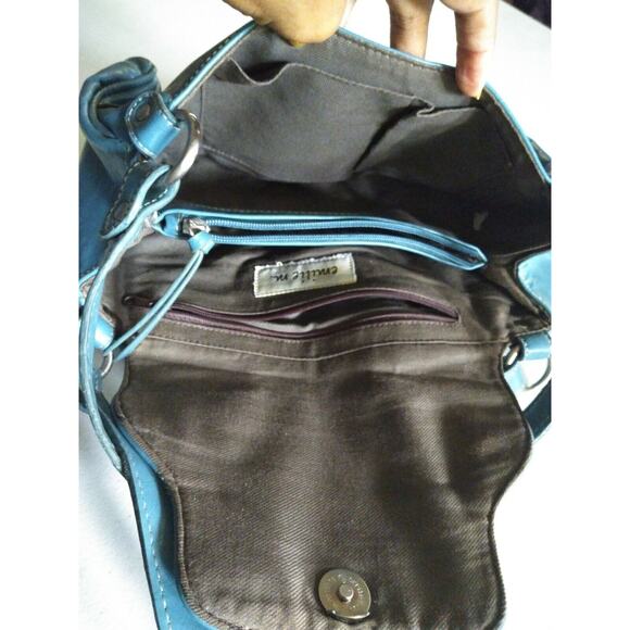 Emille M Simulated Leather Turquoise Purse Handbag - Picture 7 of 10